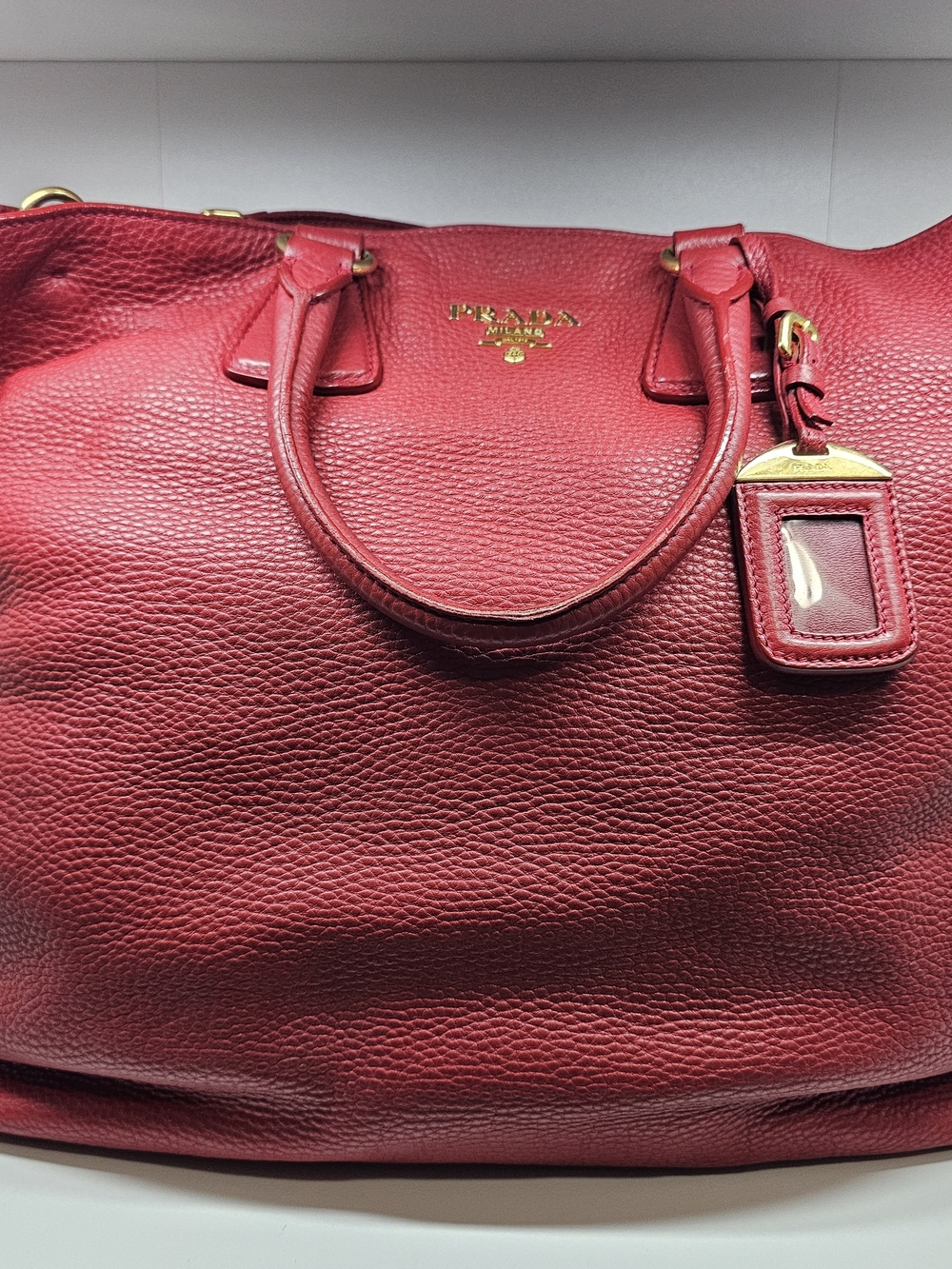 Prada Red Leather Tote Bag